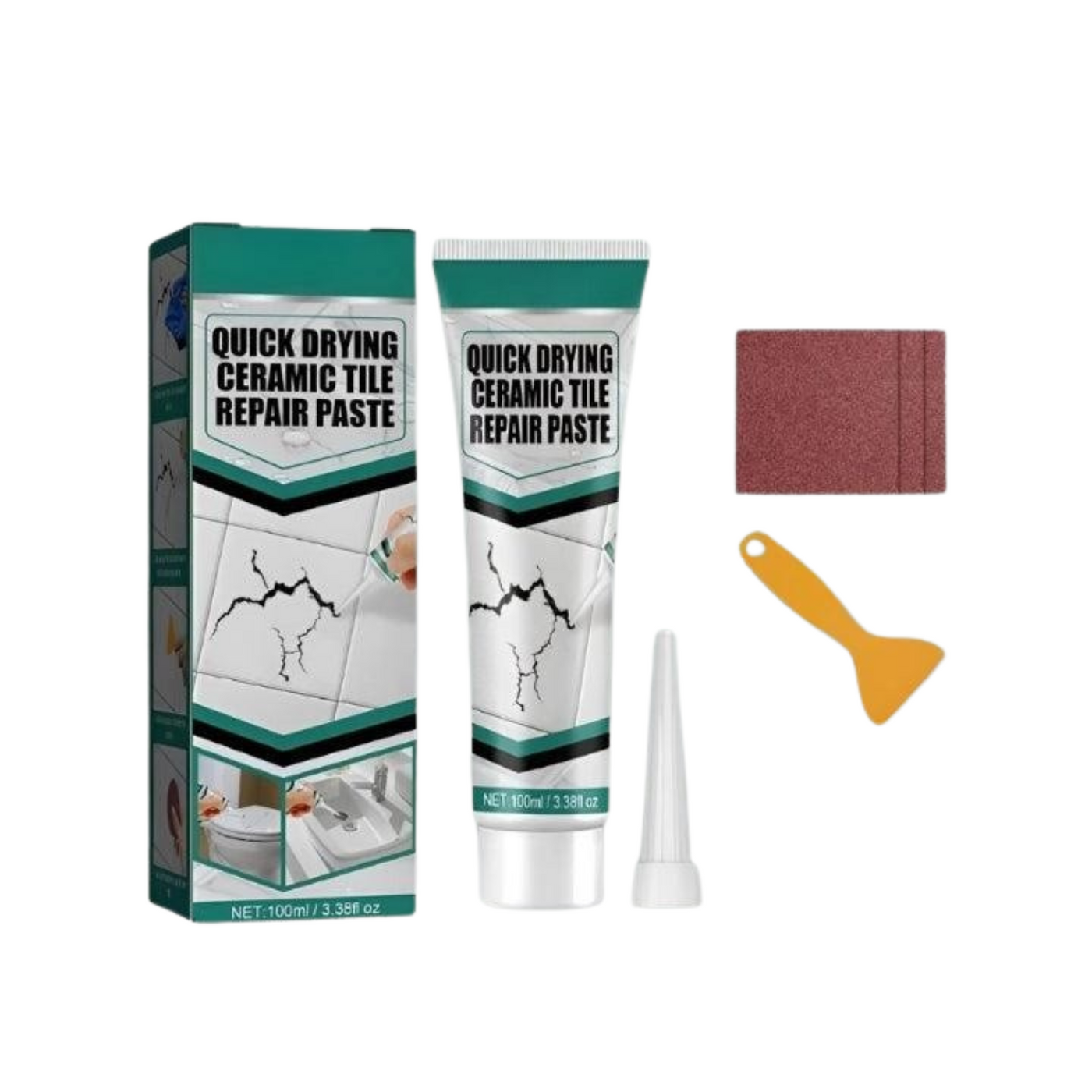 Fliesen Reparaturpaste | Schnelltrocknend | Für Keramik, Porzellan & Marmor