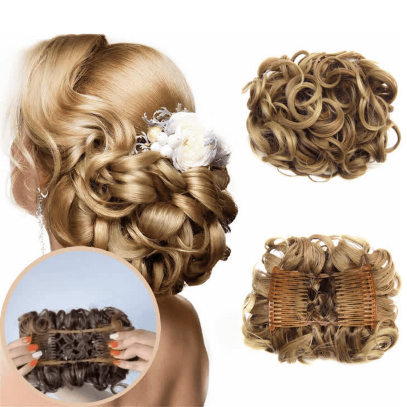 Elastisches Haarband für Dutts | Synthetisches Haarteil | Sofortiges Volumen & Verstellbar