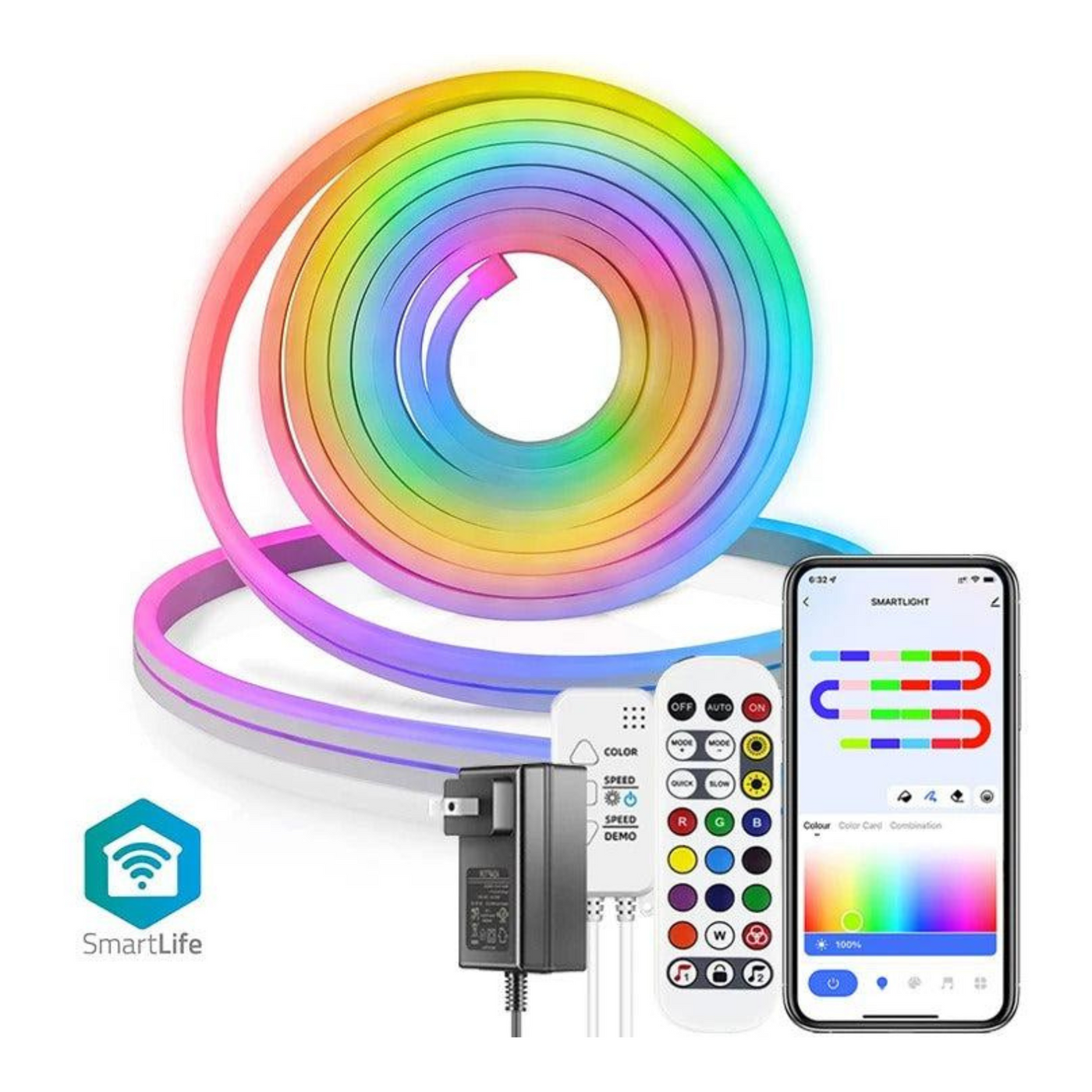Neon LED Lichtstreifen | Flexibel & Zuschneidbar | App- & Fernbedienung | Musik-Sync | IP68 Wasserdicht