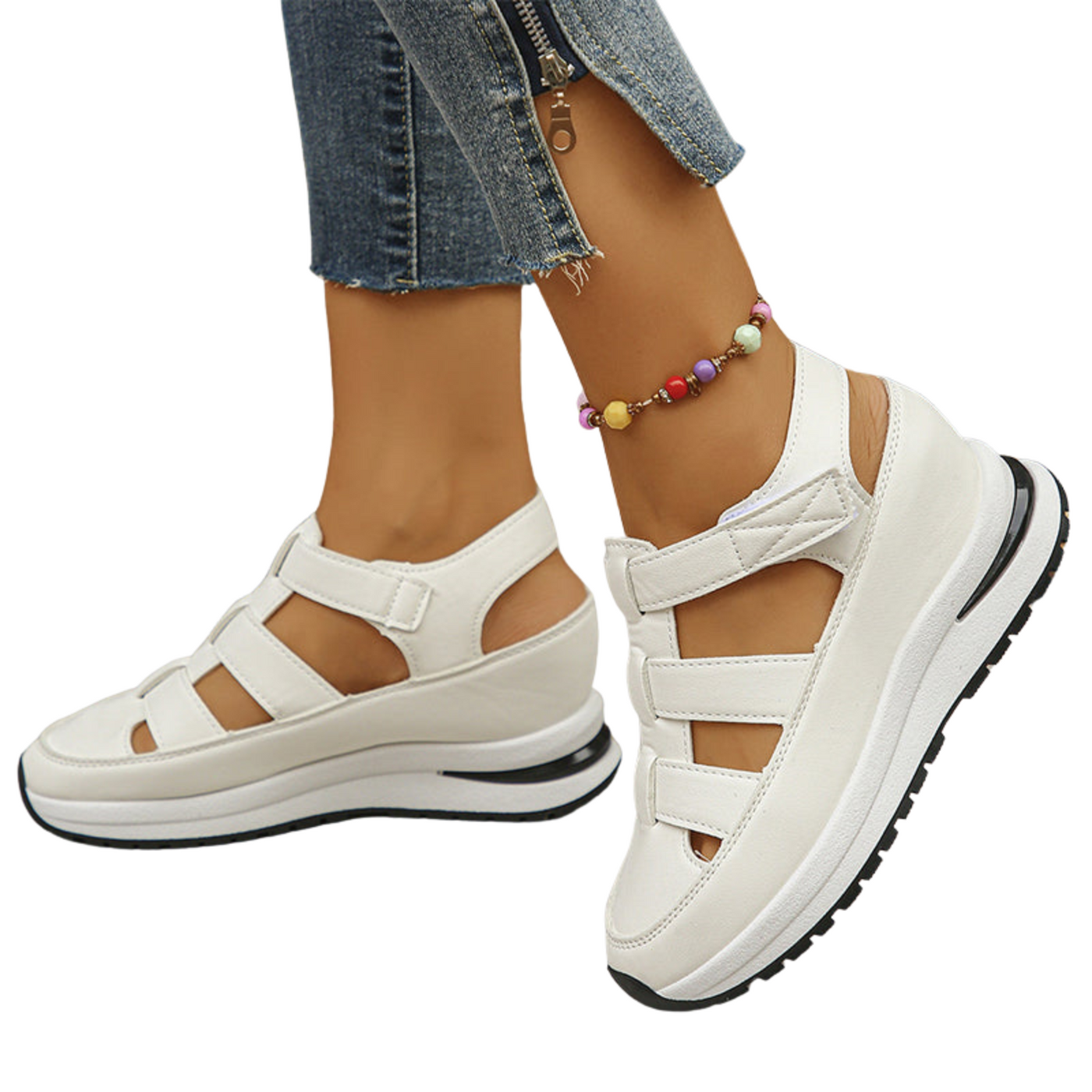 Unisex Geschlossene Sandalen | Luftkissensohle & Rutschfest | Verstellbare PU-Leder Sommerschuhe