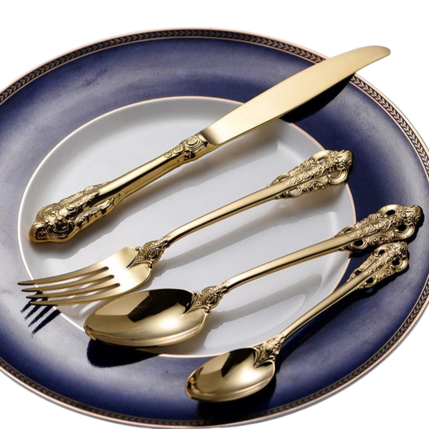 Britisch Besteck Set 16-teilig | Edelstahl in Gold oder Silber | Elegantes Messer, Gabel, Löffel & Teelöffel