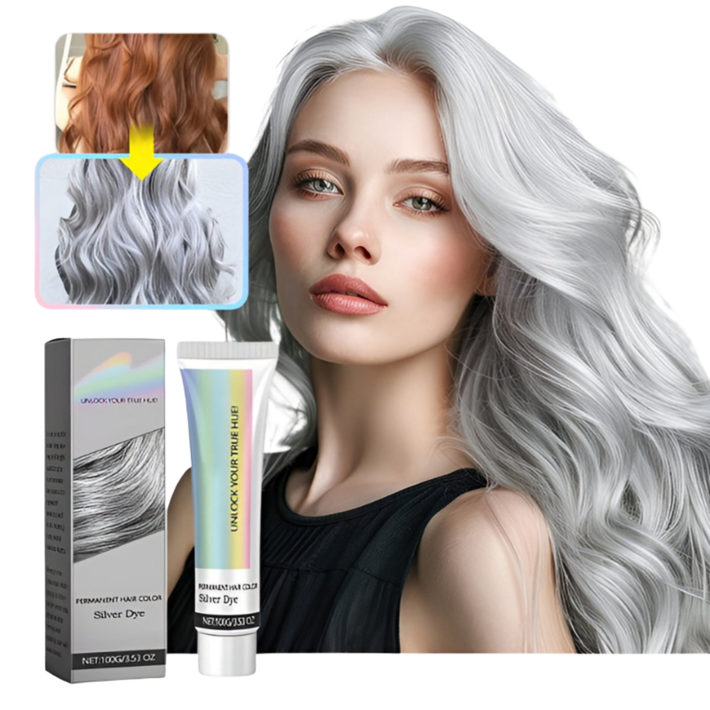 Haarfärbemittel Silber | Semi-permanent mit Pflanzenextrakten | Pflegend & einfach anzuwenden