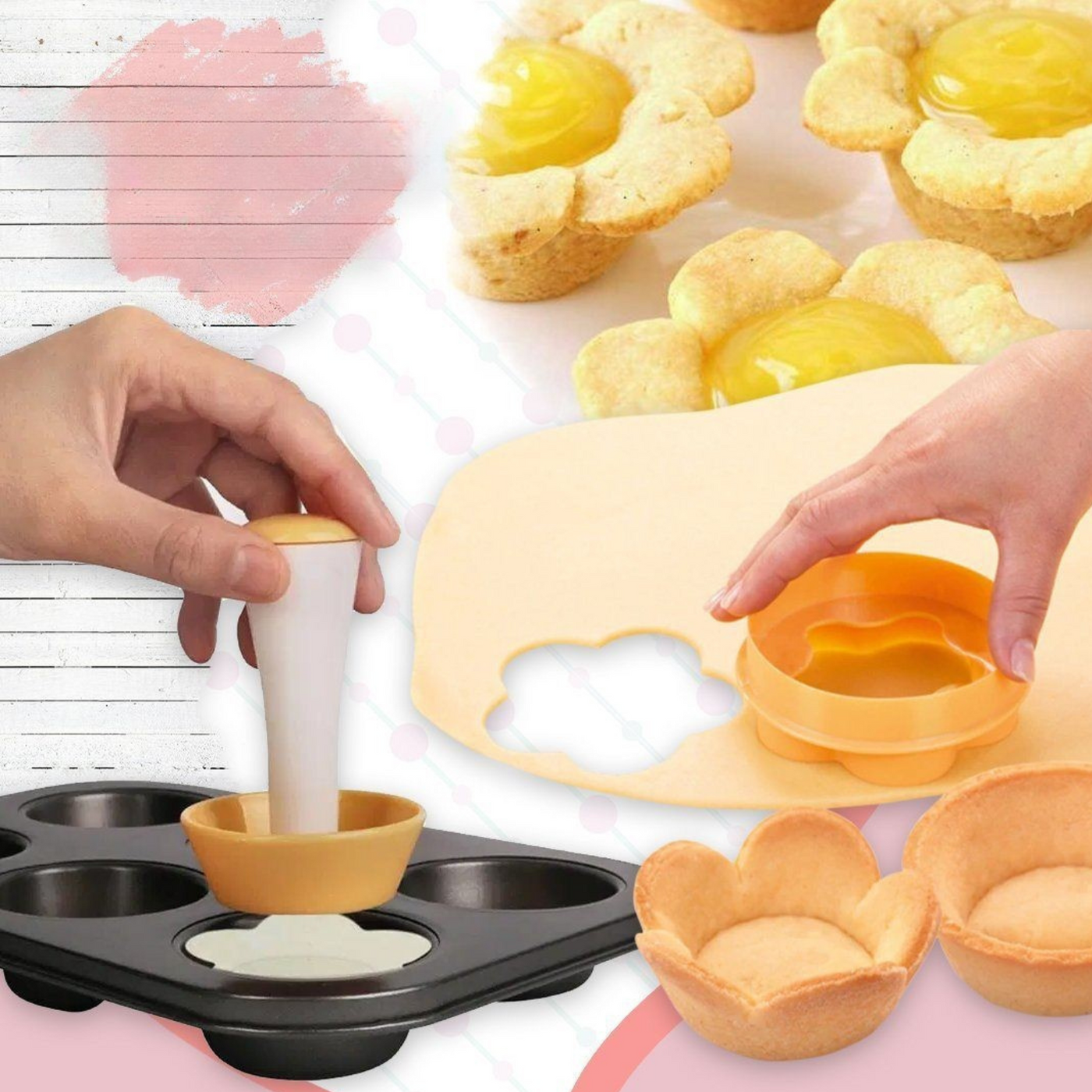 Teigausdrücker Set | Teigstampfer-Set für Gebäck | Für Torten & Tartes | Lebensmittelechtes Kunststoffmaterial