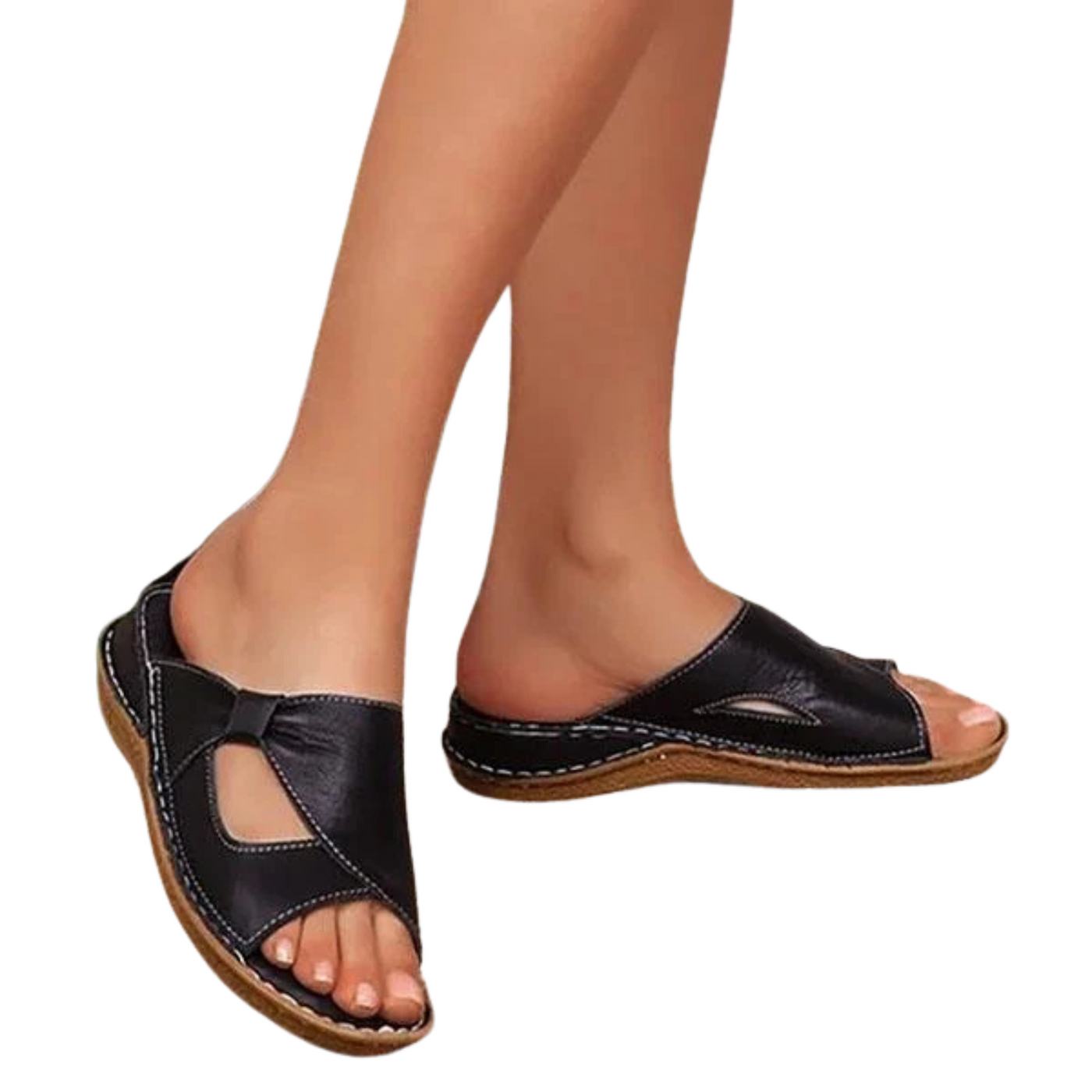 Damen Sandalen | Echtes Leder | Gepolsterte Innensohle | Rutschfeste Sohle