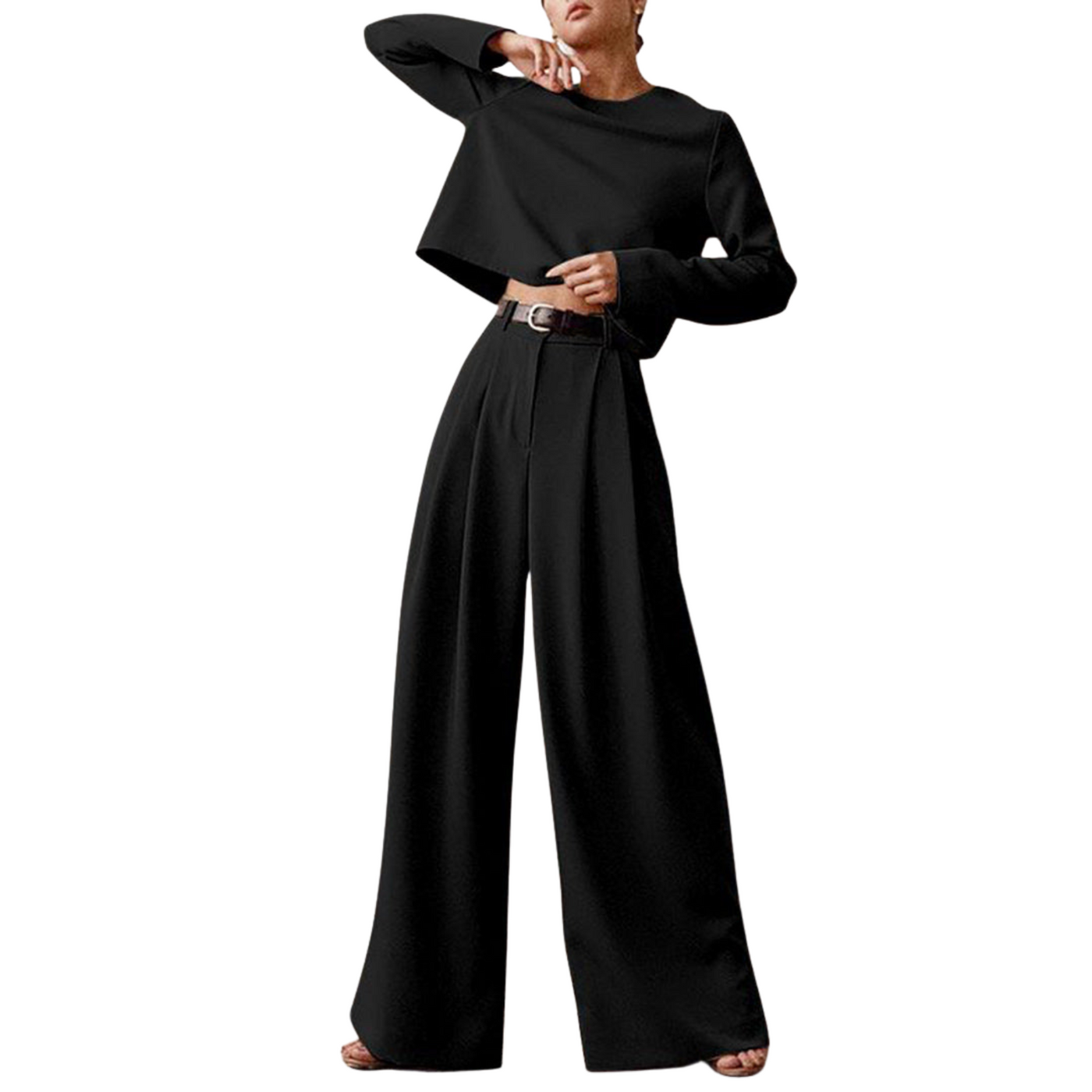 Damen 2-teiliges Set | Langarm Oberteil & Hose | Vielseitiger Freizeit & Business Look