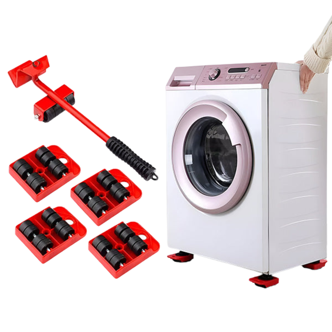 Möbelgleiter Set | 4 Gleiter + Hebel | Bis 150 kg Tragkraft | Bodenfreundlich