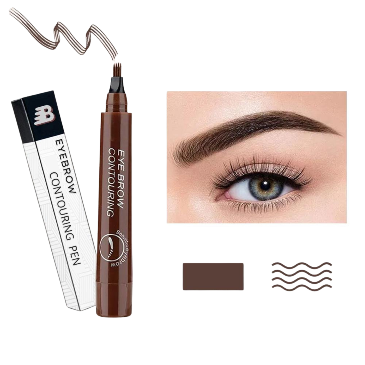 Augenbrauenstift | 4-Spitzen | Wasserfest & Langanhaltend | Natürliches Finish