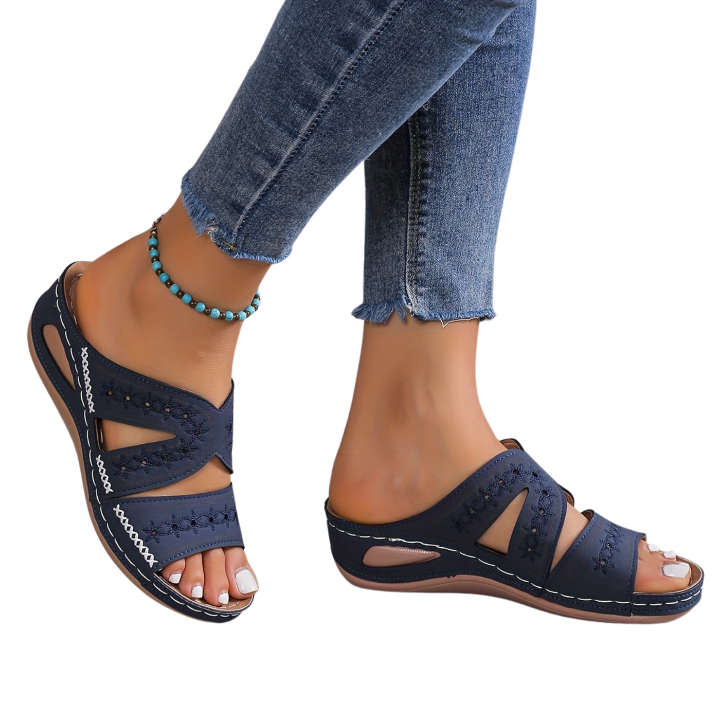 Damen Orthopädische Sandalen | Gel-Sohle | Breiter Absatz | Atmungsaktiv & Bequem