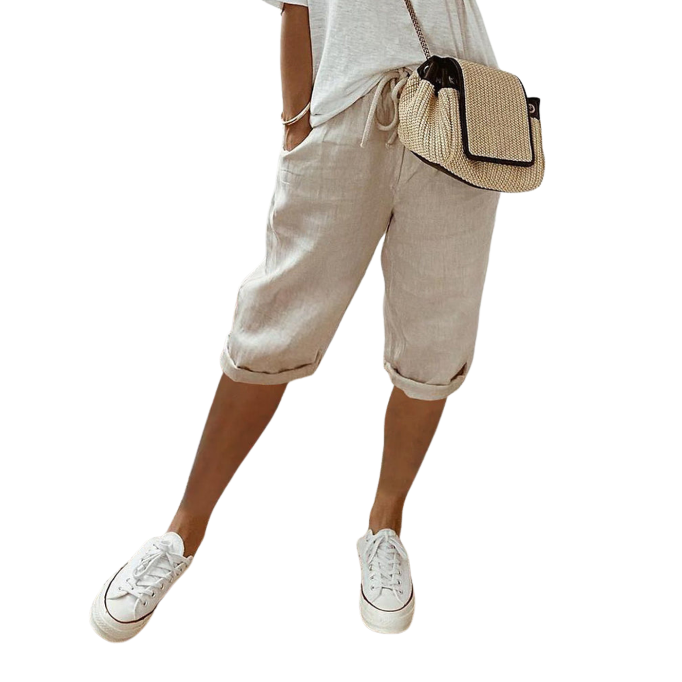 Damen Shorts | Kordelzug Taille | Leicht & Atmungsaktiv | Mit Taschen