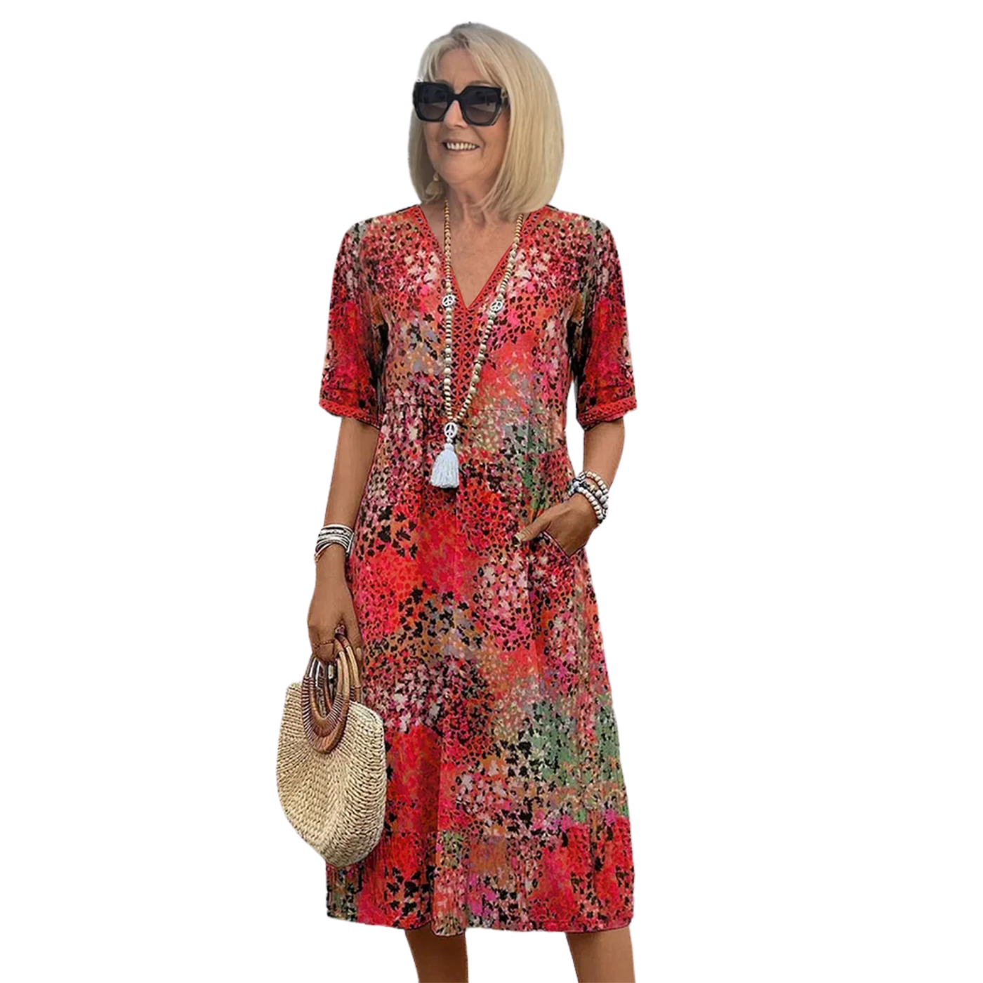 Damen Sommerkleid | V-Ausschnitt | Leicht & Atmungsaktiv | Elegant & Vielseitig