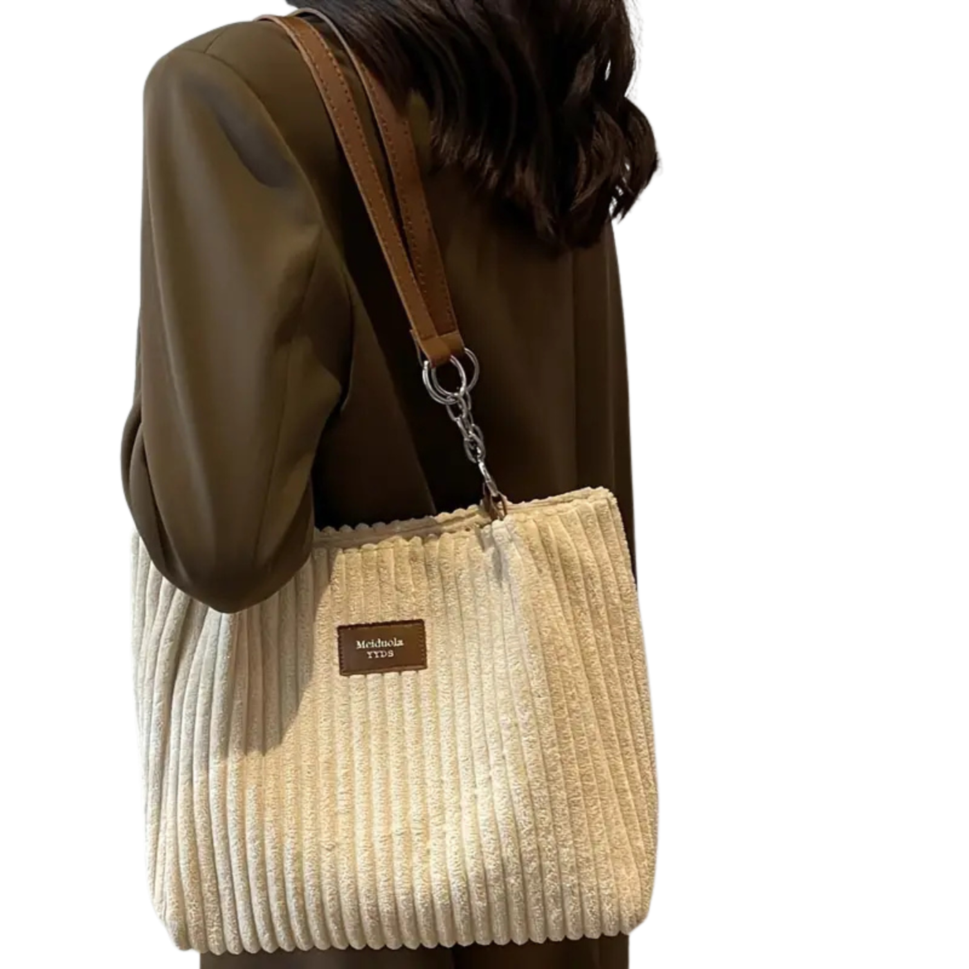 Damen Handtasche | Geripptes Wildleder | Großes Fassungsvermögen | Mit Schultergurt