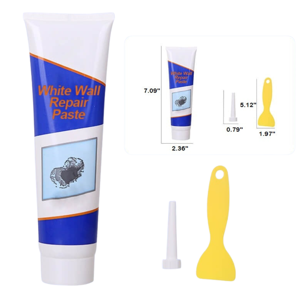 Weiße Wandreparaturpaste | Fliesen & Wand Reparatur Set | Wasserdicht, Rissfest & Schnelltrocknend | Professionelles Ergebnis