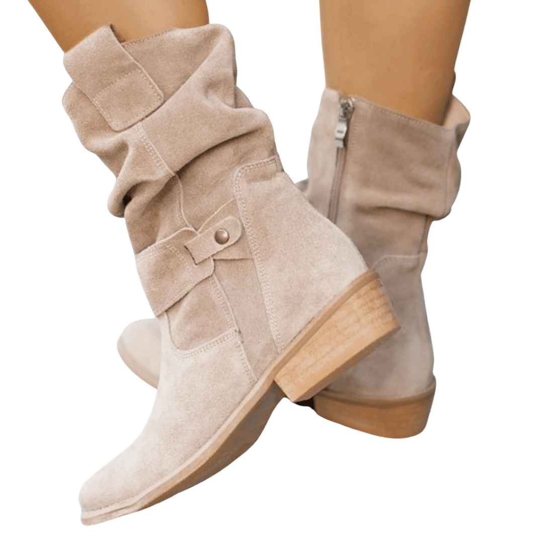 Damen Stiefeletten | Weicher Wildlederlook | Bequeme Sohle | Handgefertigte Qualität