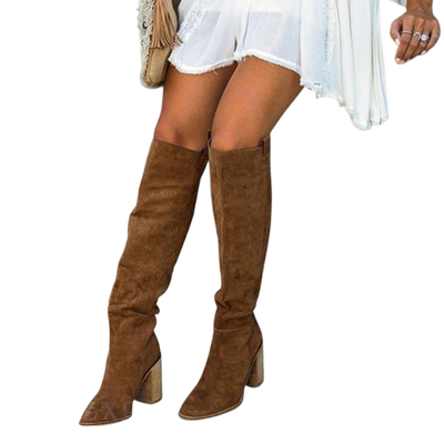 Damen Stiefel aus Rauleder | Eco-Leder | Blockabsatz & Flexible Laufsohle | Bequem & Stilvoll