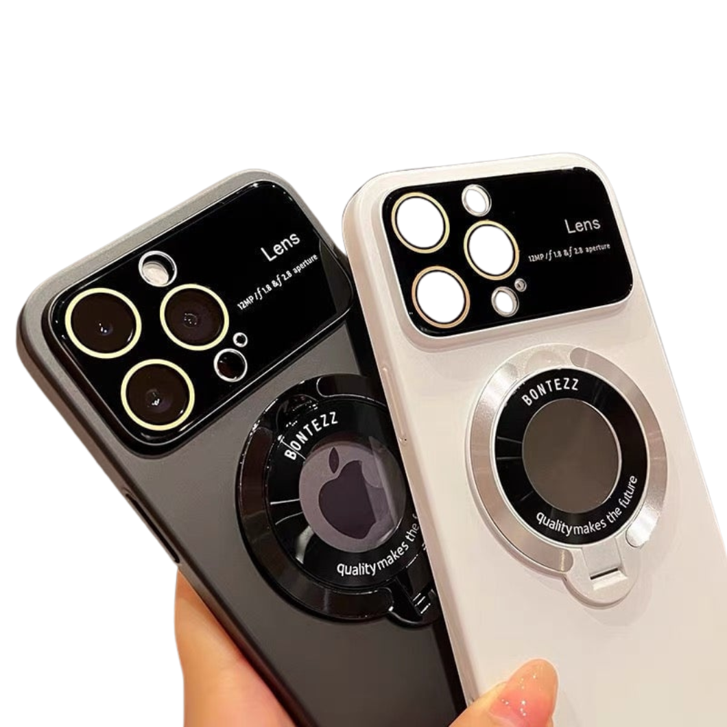 iPhone Hülle mit Magnetischem Lade-Design | Integrierter Ständer & Linsenschutz | Transparentes PC-Material