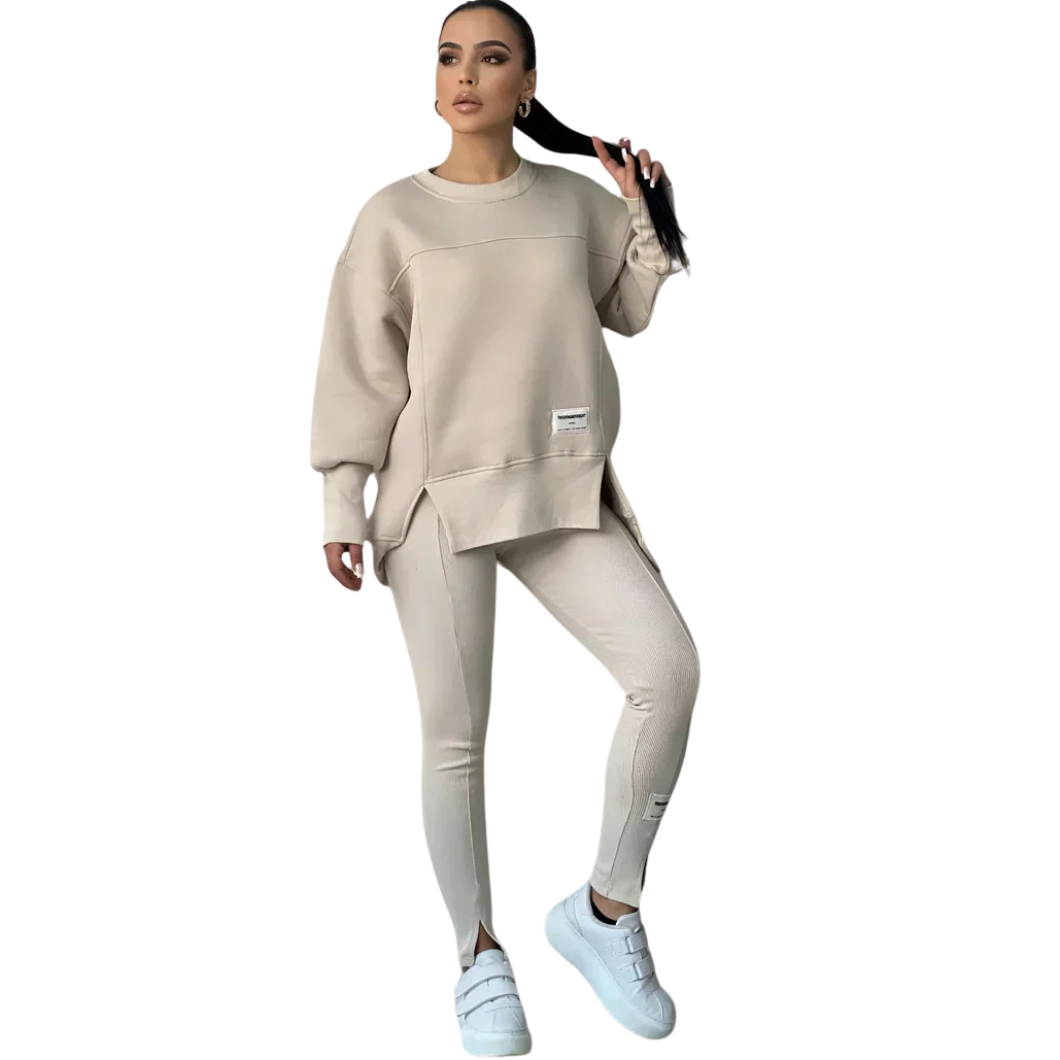 Damen Freizeitset | Pullover & Leggings | Weicher Baumwollmix & bequeme Passform