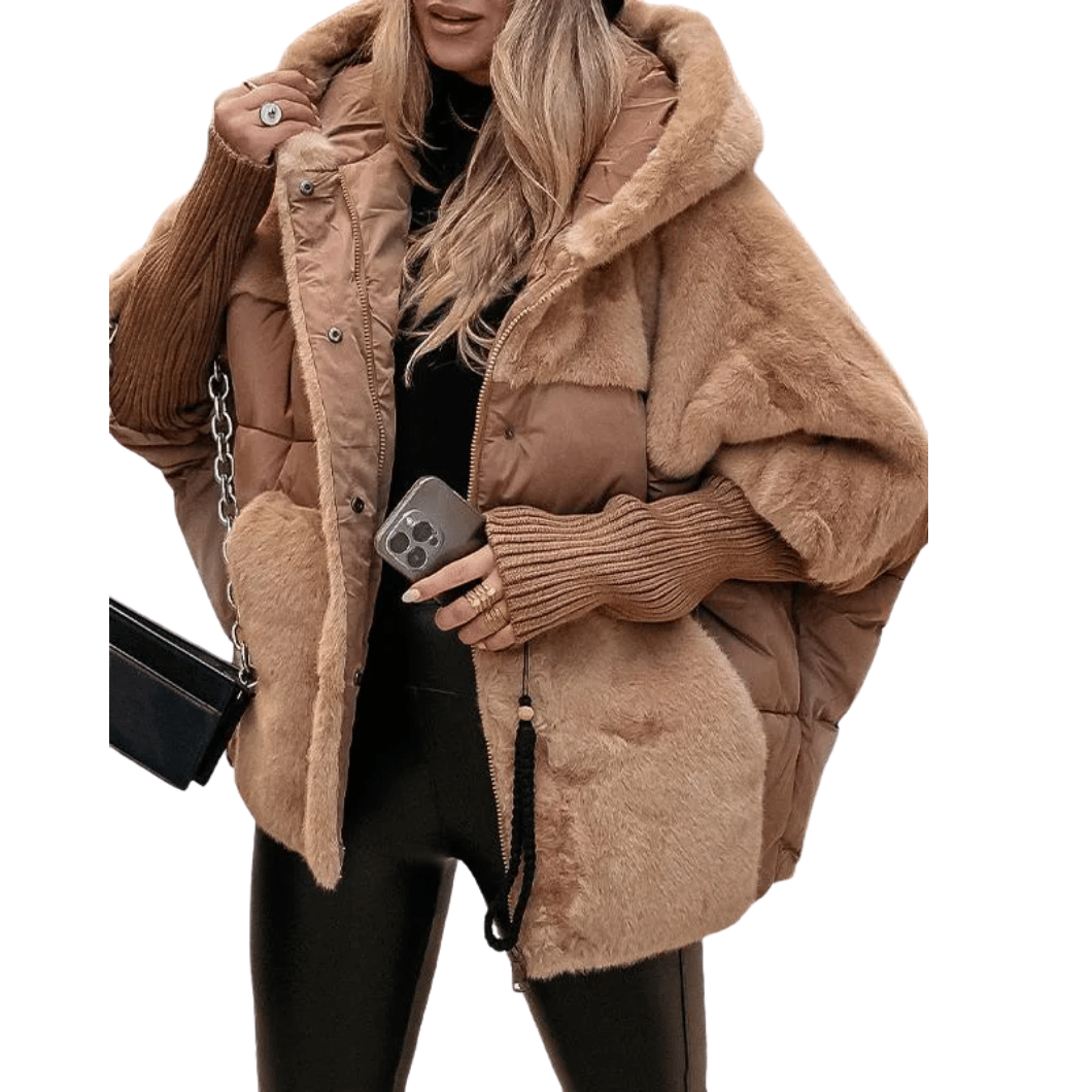 Damen Winterjacke | Lockerer Schnitt | Gefütterte Steppjacke mit Fell-Details