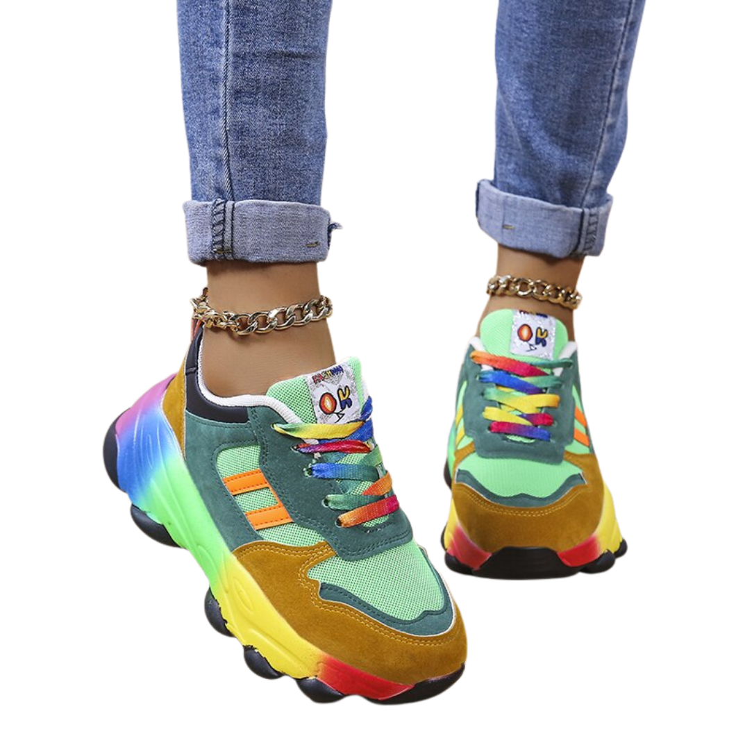 Damen Sneakers | Atmungsaktiv & Dehnbar | Dicke 4 cm Sohle | Leicht & Bequem für Alltag & Freizeit