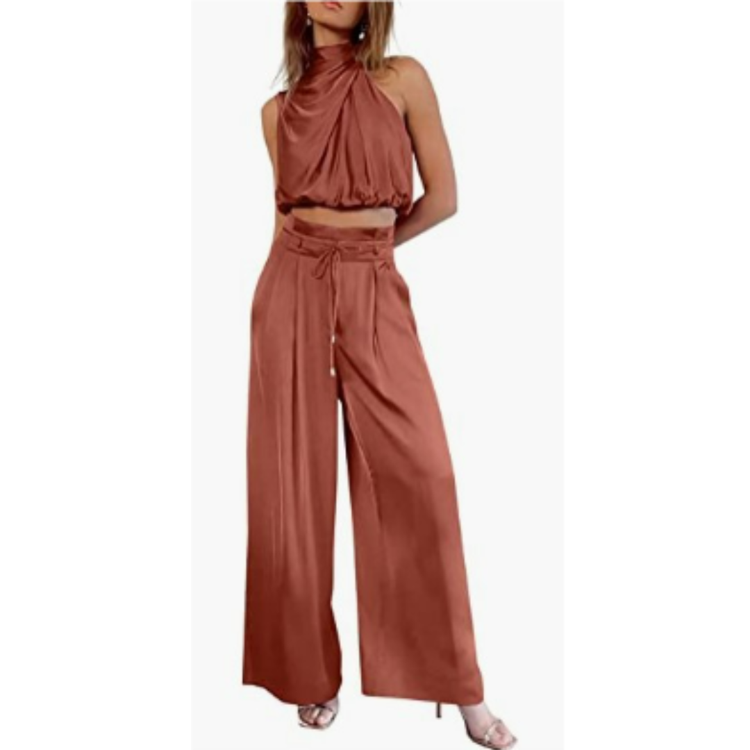 Set Aus Neckholder Top Und Hoch Taillierter Hose Für Damen | Sommer