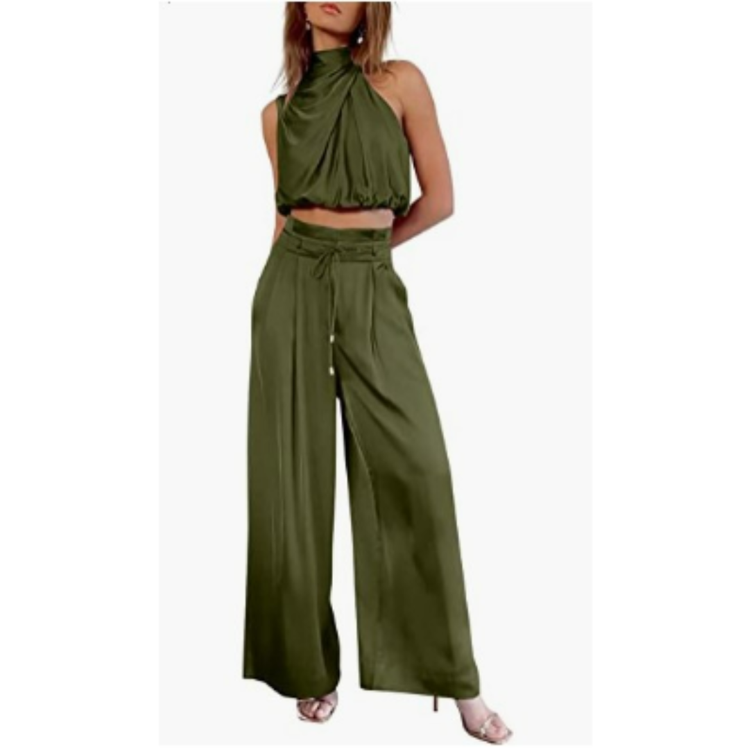 Set Aus Neckholder Top Und Hoch Taillierter Hose Für Damen | Sommer