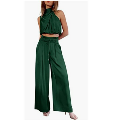 Set Aus Neckholder Top Und Hoch Taillierter Hose Für Damen | Sommer