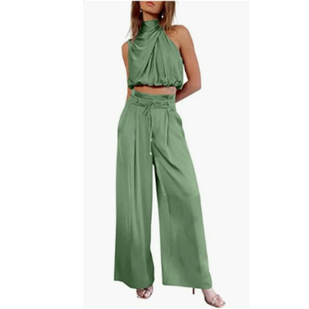 Set Aus Neckholder Top Und Hoch Taillierter Hose Für Damen | Sommer