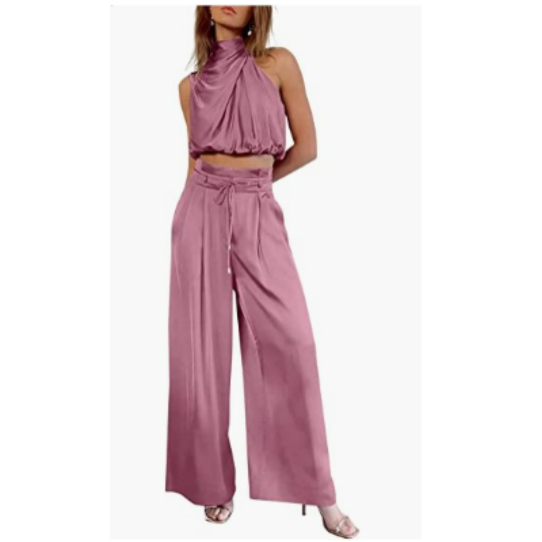 Set Aus Neckholder Top Und Hoch Taillierter Hose Für Damen | Sommer