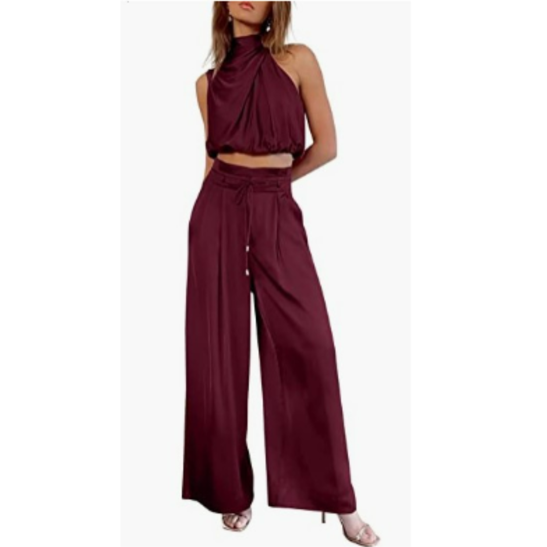 Set Aus Neckholder Top Und Hoch Taillierter Hose Für Damen | Sommer