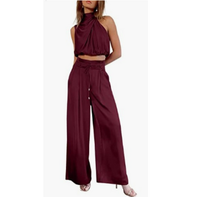 Set Aus Neckholder Top Und Hoch Taillierter Hose Für Damen | Sommer