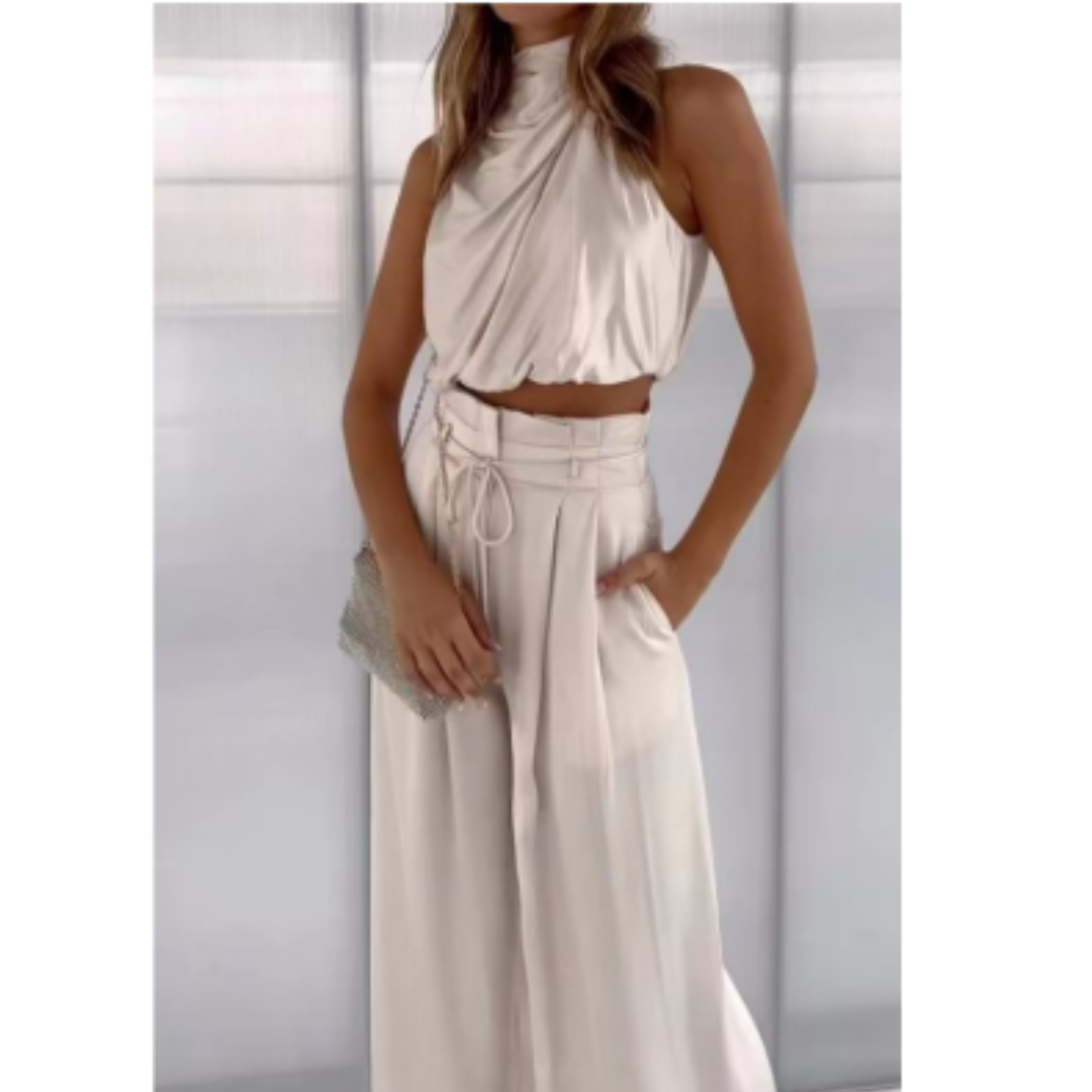 Set Aus Neckholder Top Und Hoch Taillierter Hose Für Damen | Sommer