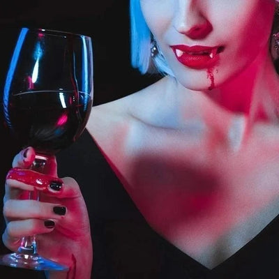 Halloween Vampirzähne mit automatischem Einzug | Realistische Eckzähne | Wiederverwendbare Cosplay-Prothese