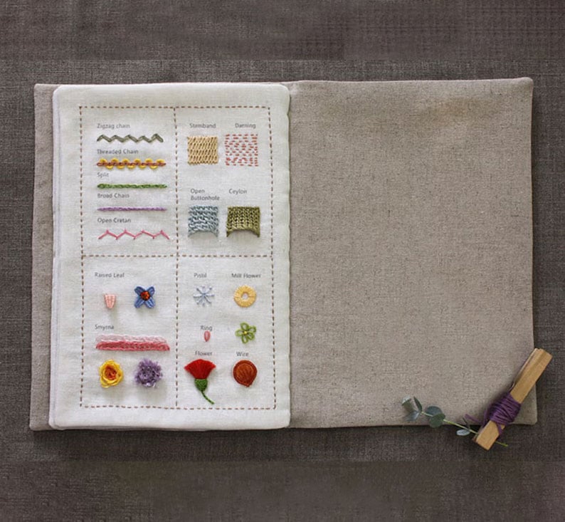 DIY Stickbuch „Stitch Book“ | 86 Stickstiche lernen | 7 Stoffseiten | Für Anfänger & Profis