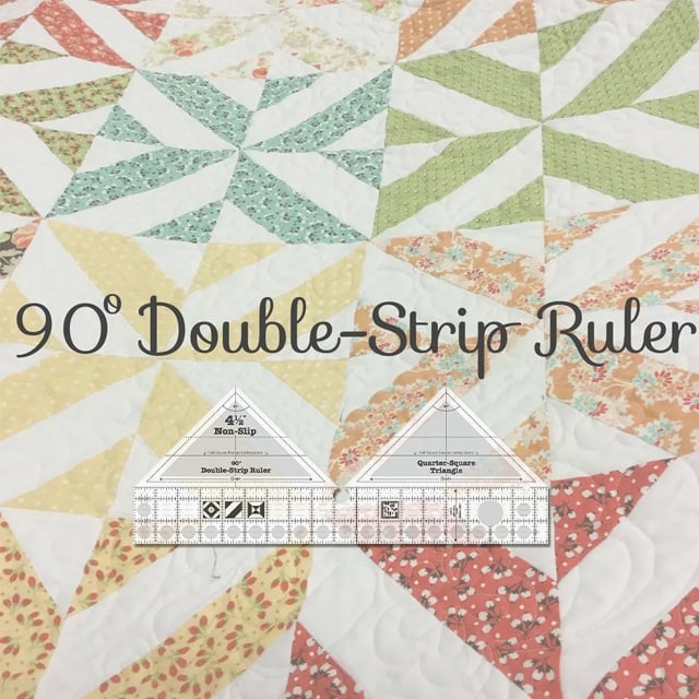 Patchwork Lineal 90° Doppelstreifen | Präzises Quilten | Zuschneiden von Dreiecken & Trapezen