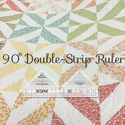 Patchwork Lineal 90° Doppelstreifen | Präzises Quilten | Zuschneiden von Dreiecken & Trapezen