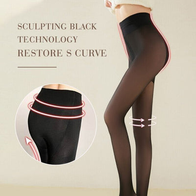 Damen Thermo-Strumpfhose | Transparent Look | Mit Fleecefutter | Figurformend