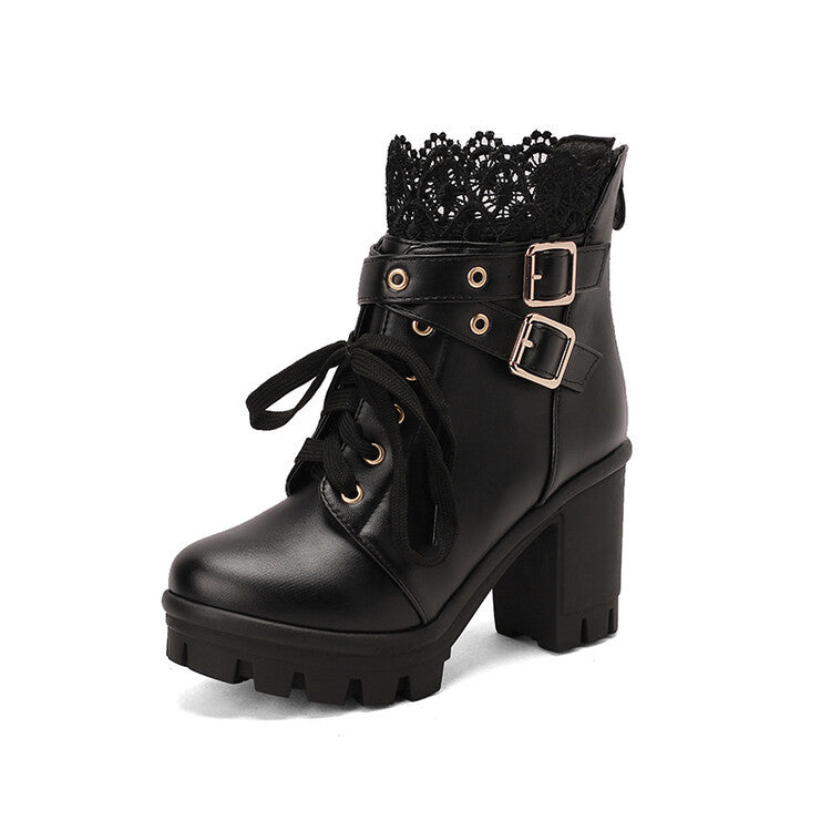 Cozenia™ | Modische Schnürstiefel mit stabilem Absatz