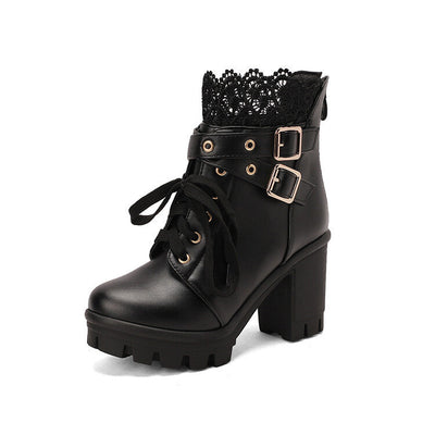 Cozenia™ | Modische Schnürstiefel mit stabilem Absatz