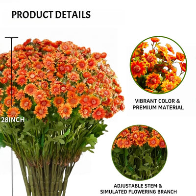 Künstliche Chrysanthemen | UV-beständig | Herbst-Deko für draußen | Naturgetreues Seidenmischgewebe