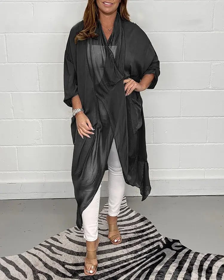 Damen V-Ausschnitt Bluse | Locker geschnitten | Seidig-glattes, atmungsaktives Material | S–5XL