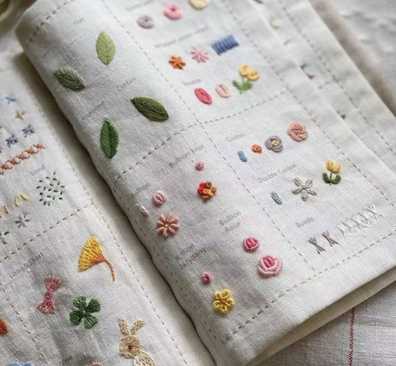 DIY Stickbuch „Stitch Book“ | 86 Stickstiche lernen | 7 Stoffseiten | Für Anfänger & Profis