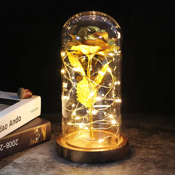 Galaxie für immer Rose Lampe | Ewige Rose im Glasdom | LED Deko Lampe | Symbol für Liebe & Zeitlose Schönheit