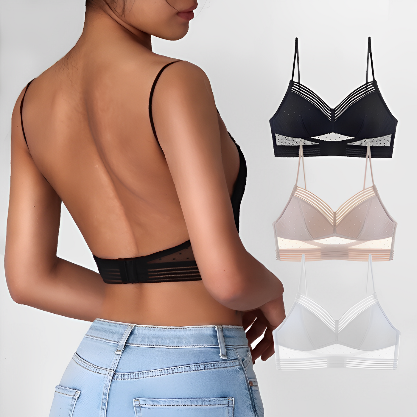 Renee™ Nahtloser Bralette-BH mit tiefem Rücken aus Mesh