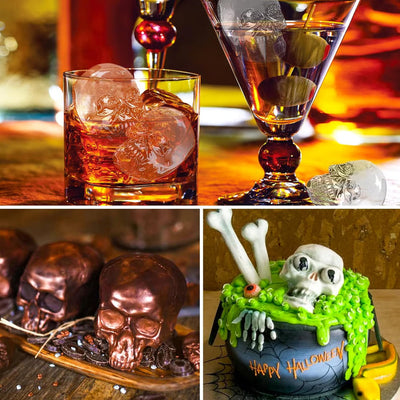 Halloween Eiswürfelform Schädel | 3D Silikonform | Mit Deckel & Trichter