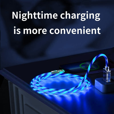 Schnellladekabel mit LED-Lichteffekt | 540° drehbarer Stecker | USB Kabel mit Schnellladung