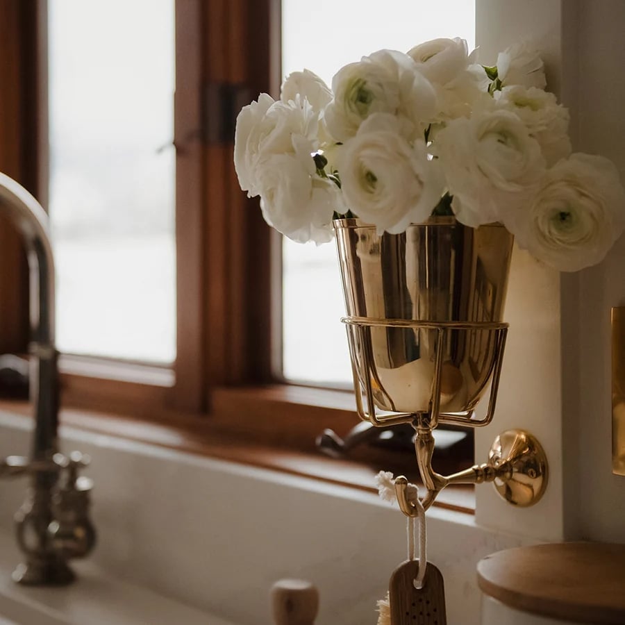 Wandgefäß im Vintage-Stil | Handgefertigt | Messing oder Nickel | Vielseitige Aufbewahrung