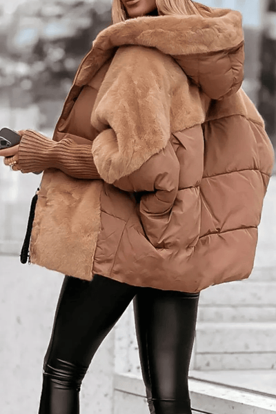 Damen Winterjacke | Lockerer Schnitt | Gefütterte Steppjacke mit Fell-Details