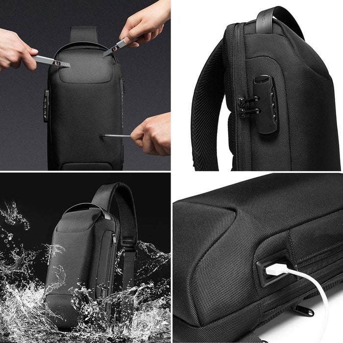 Anti-Diebstahl Tasche | USB-Ladeanschluss | Wasserfest & Passwortschloss