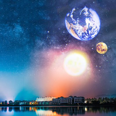 LED Projektorlampe Erde & Mond | Atmosphärenlicht mit Projektion | Mehrfarbig & Energiesparend