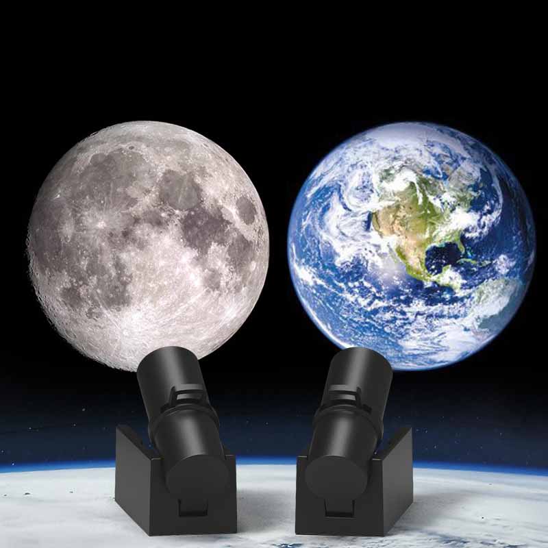 LED Projektorlampe Erde & Mond | Atmosphärenlicht mit Projektion | Mehrfarbig & Energiesparend