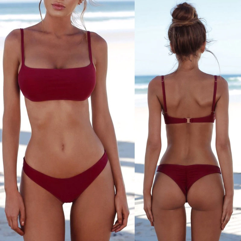 Damen Bikini Set | Push-Up Cups | Brazilian Slip | Sexy Strandlook